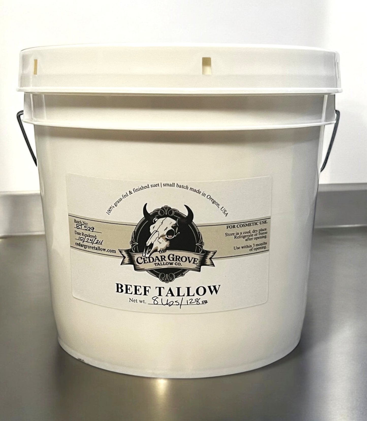 Grass-fed Tallow 8lb (1 gal) - Cedar Grove Tallow Co.